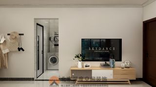 60平米三居室现代简约风格电视背景墙装修设计效果图