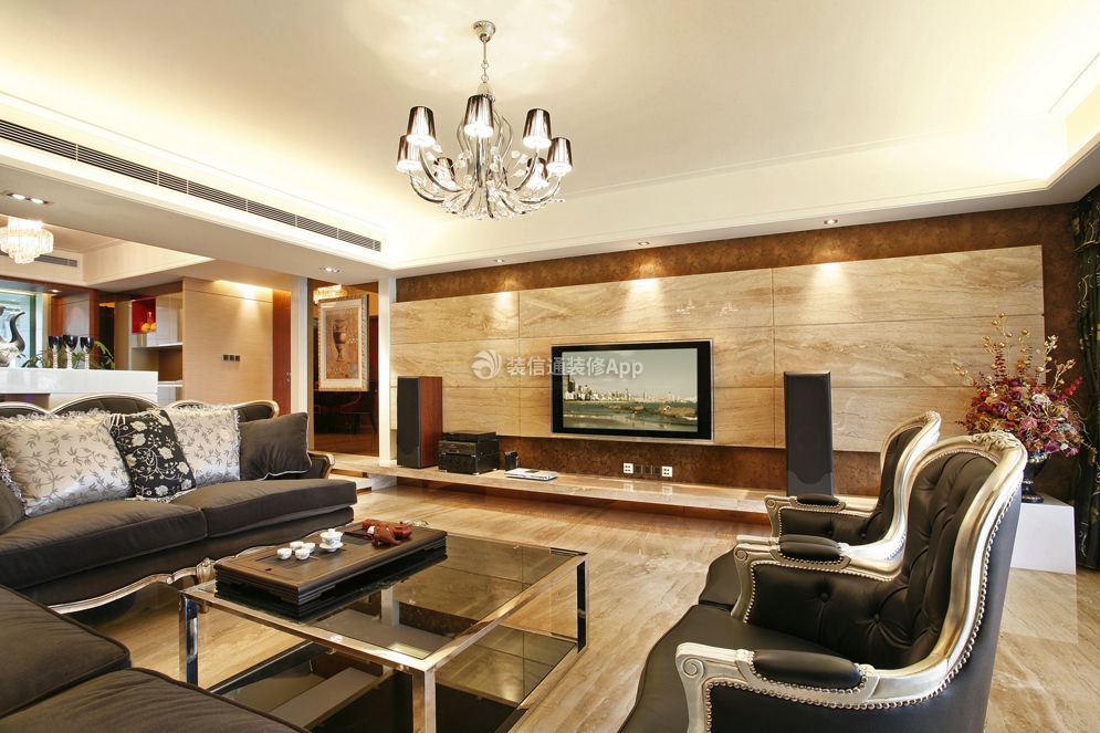 120平米四居室欧式风格客厅装修设计效果图