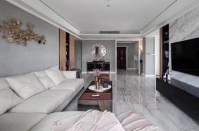 118平米三居室现代轻奢风格沙发背景墙装修设计效果图