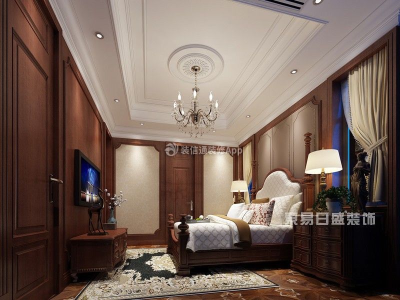750平米古典别墅卧室背景墙装修设计效果图