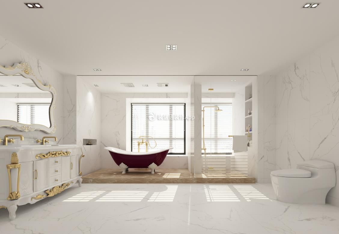 欧式风格200平大平层卫生间浴缸摆放效果图片