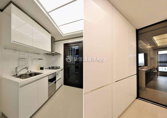 现代风格138平米三居厨房白色橱柜设计图