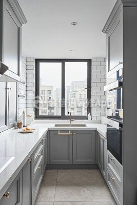 93平美式风格两居室厨房橱柜装修效果图欣赏