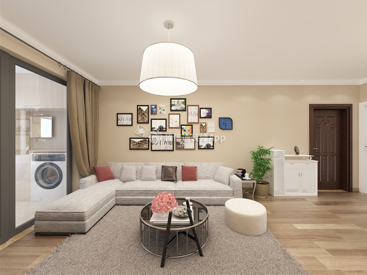 简约现代风格88平两居室客厅沙发装修效果图