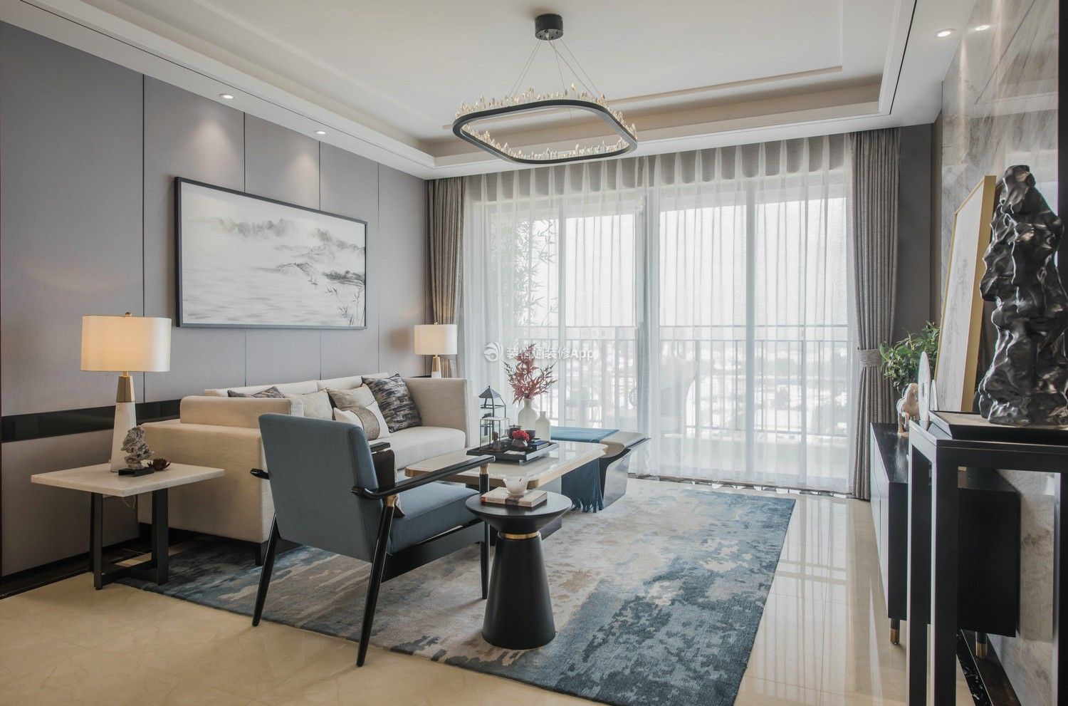 中式客厅沙发效果图 中式客厅窗帘效果图大全2020图片