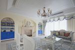 蓝色地中海风格130平米三居室客厅电视墙样板房设计
