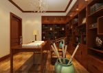 现代中式风格171平米别墅书房书桌效果图欣赏