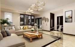 120平米中式风格三居室客厅沙发装修效果图片