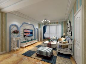 地中海风格125平米三居客厅装饰效果图
