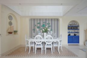 蓝色地中海风格130平米三居室餐厅背景墙样板房设计