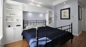 现代美式85平米三居室卧室床头装修效果图欣赏