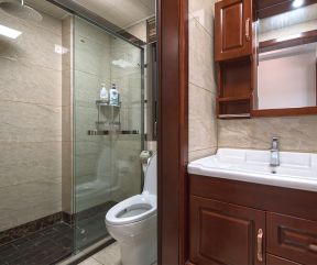 新中式风格140平四居卫生间干湿分离家装图