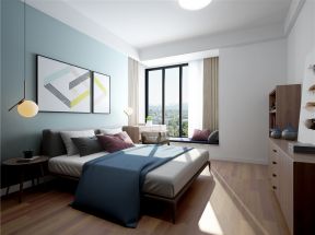 三居140平现代风格卧室床头吊灯设计图
