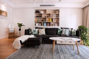 北欧风格120平米两居室客厅沙发墙装修效果图欣赏