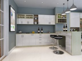 现代简约风格89平米三居室厨房吧台设计图