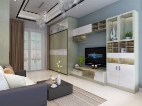 现代简约风格89平米三居室客厅电视墙设计图