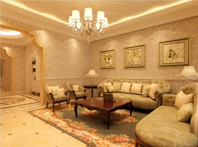 欧式风格132平三居室客厅沙发装修效果图片大全2023