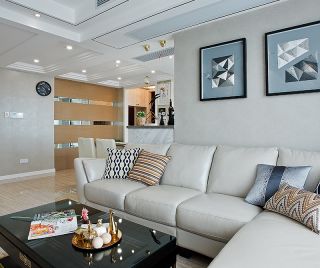 现代简约风格210平别墅客厅沙发装修图