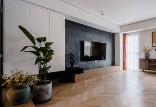三居120平现代风格客厅电视墙装修设计效果图片赏析