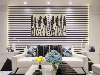 时尚现代风格130平米四居室客厅背景墙设计图片