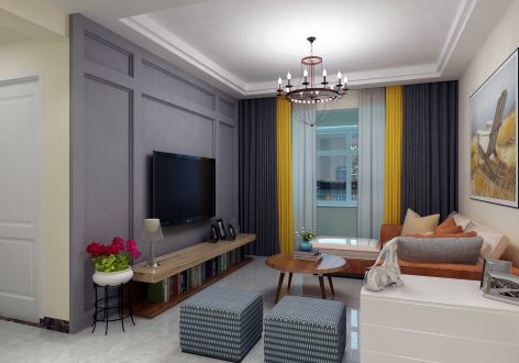 中海国际社区105平现代简约风格三居室装修效果图