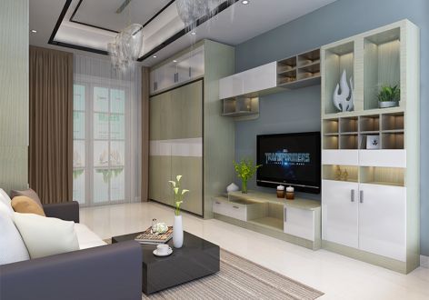 融创河滨之城现代简约风格89平米三居室装修案例