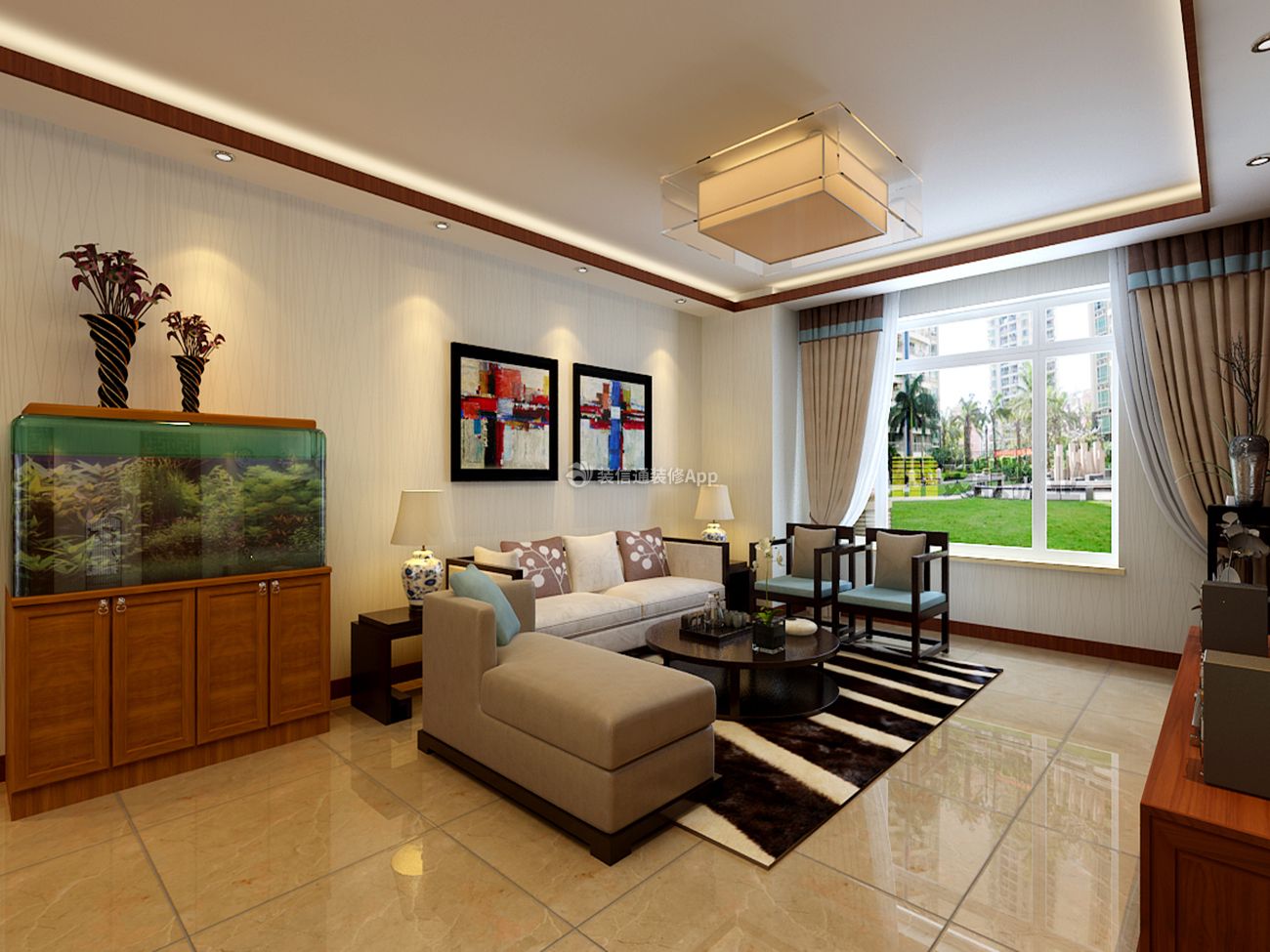新中式风格160平新中式客厅沙发装修