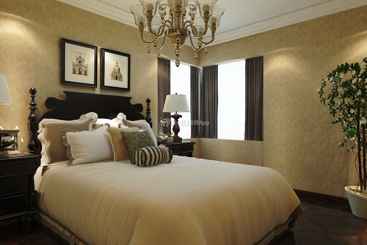 125平米现代风格卧室窗帘装修设计图欣赏
