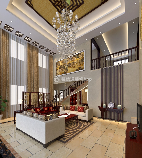 中式风格600平米别墅客厅装修设计图