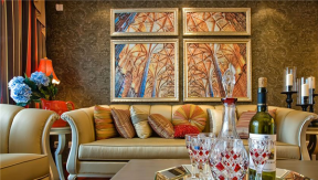 223平米别墅现代美式风格客厅背景墙装饰图片