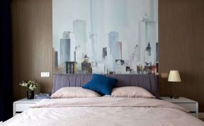 88平现代风格二居床头背景墙装饰图片大全