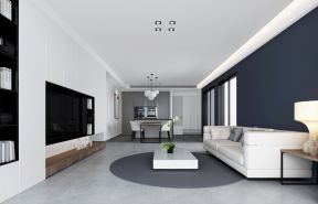 三居120平现代风格家居客厅嵌入式电视背景墙图片