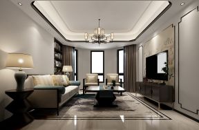 350平别墅中式风格卧室套房客厅设计图