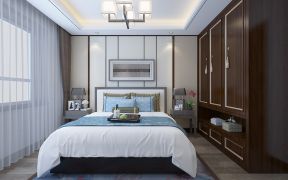新中式风格140平三居室卧室衣柜装修