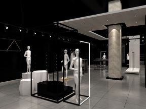 180平米服装店美式风格展示架装修设计效果图