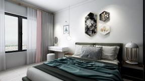 102平现代风格三居室卧室床头背景装修效果图