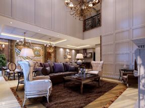 欧式风格500平米别墅客厅沙发装修效果图