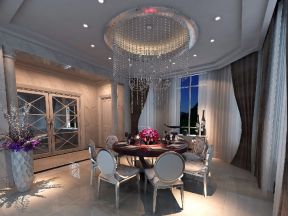 豪华欧式风格800平米别墅餐厅水晶灯设计图