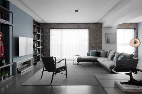 个性北欧风格119平米三居室客厅电视墙装修效果图