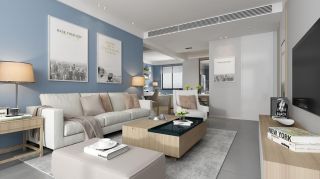 三居98平北欧风格家居客厅布艺沙发效果图