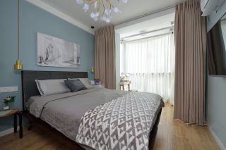 清新北欧风格80平米两居室卧室灯具装修效果图