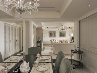 380平米美式风格别墅餐厅餐桌装修设计效果图