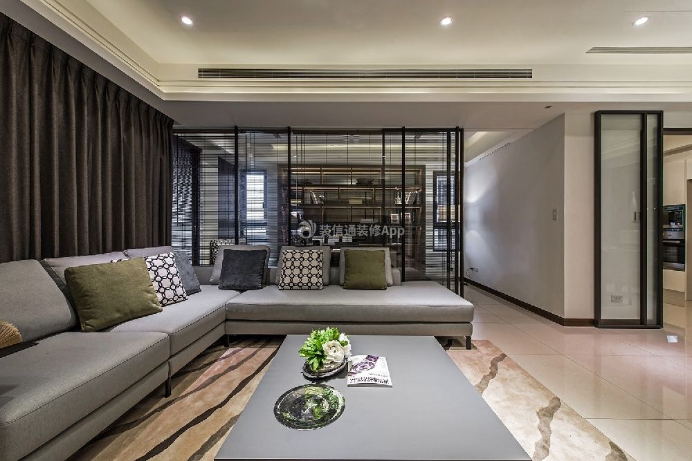 2023现代风格115平米客厅沙发家装效果美图