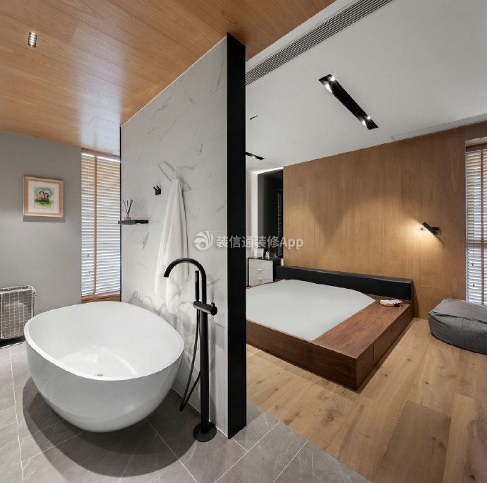 现代风格别墅400平卧室浴缸装修设计效果图