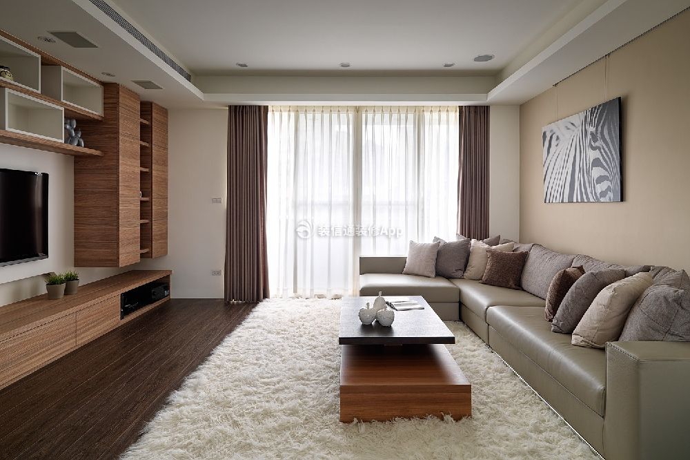现代风格108平三居室客厅地毯装修效果图鉴赏