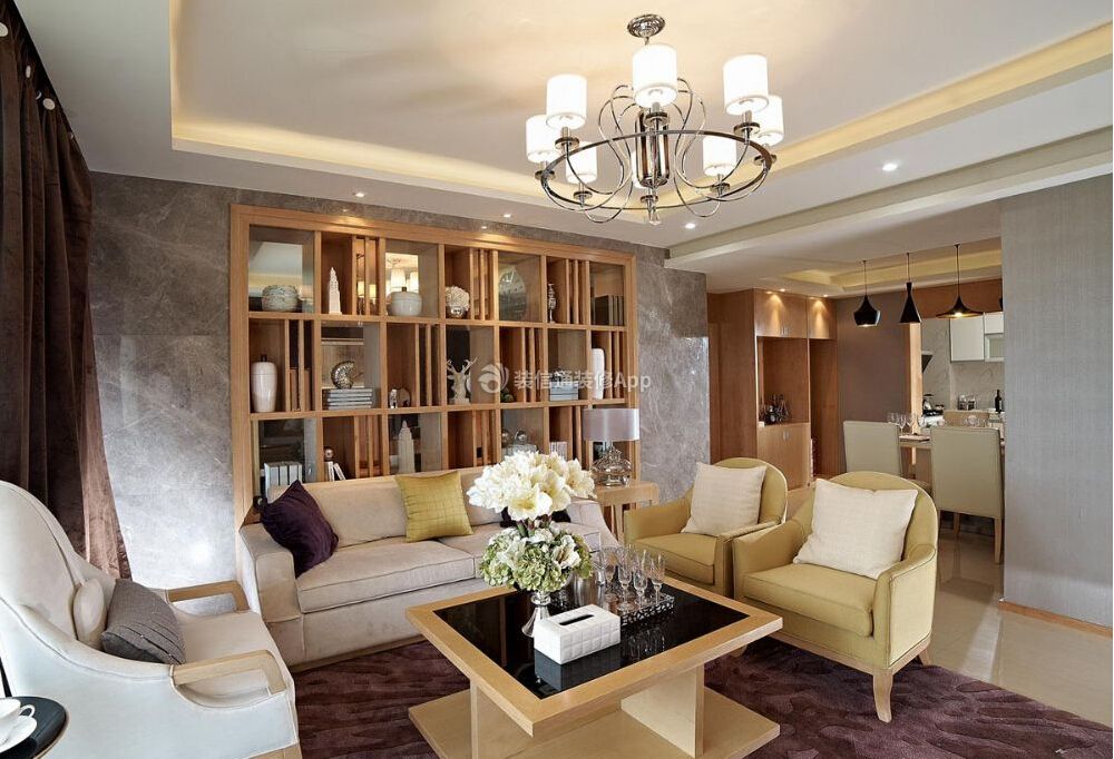 三居138平现代简约风格客厅沙发装修设计效果图