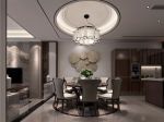 别墅650平新中式风格餐厅花型创意灯具效果图片