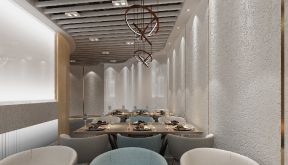 智能餐厅设计 现代简约风格餐厅吊顶效果图