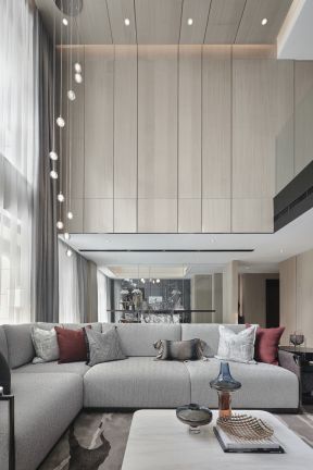 复式160平现代风格客厅沙发装修图片欣赏