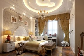 别墅360平欧式风格卧室窗帘装修设计图